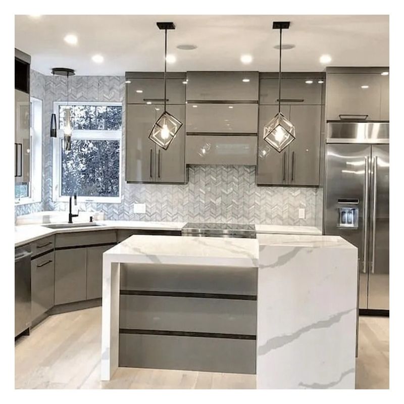 Solid Maple Wood Modern White Shaker Kitchen Cabinets in Custom Simple Design Flat Pack