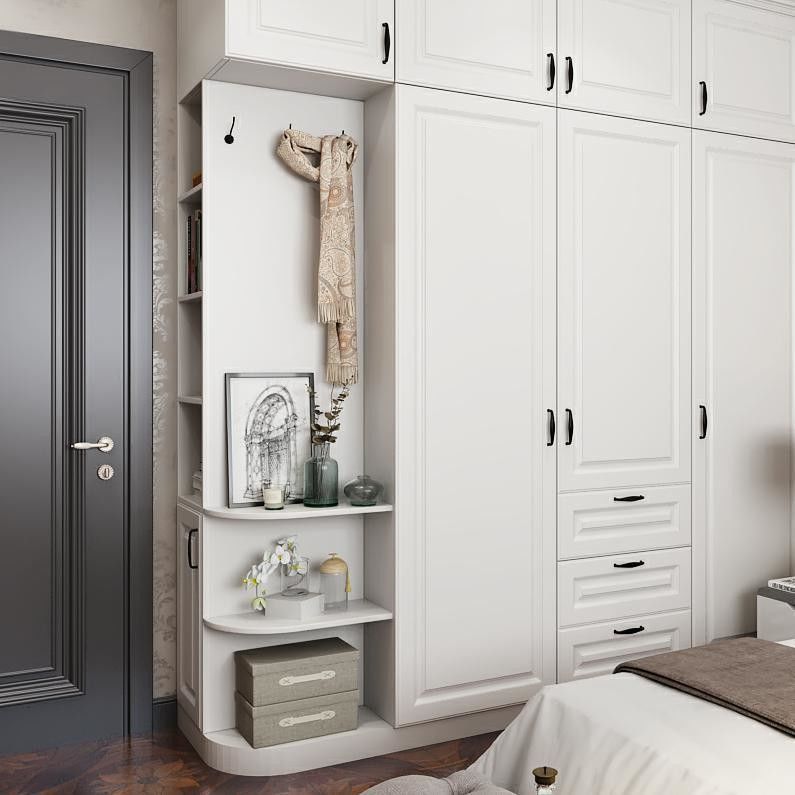 Walk-In Open Wardrobe Closet with Wood Style PANEL and Customizable Pull Rod System
