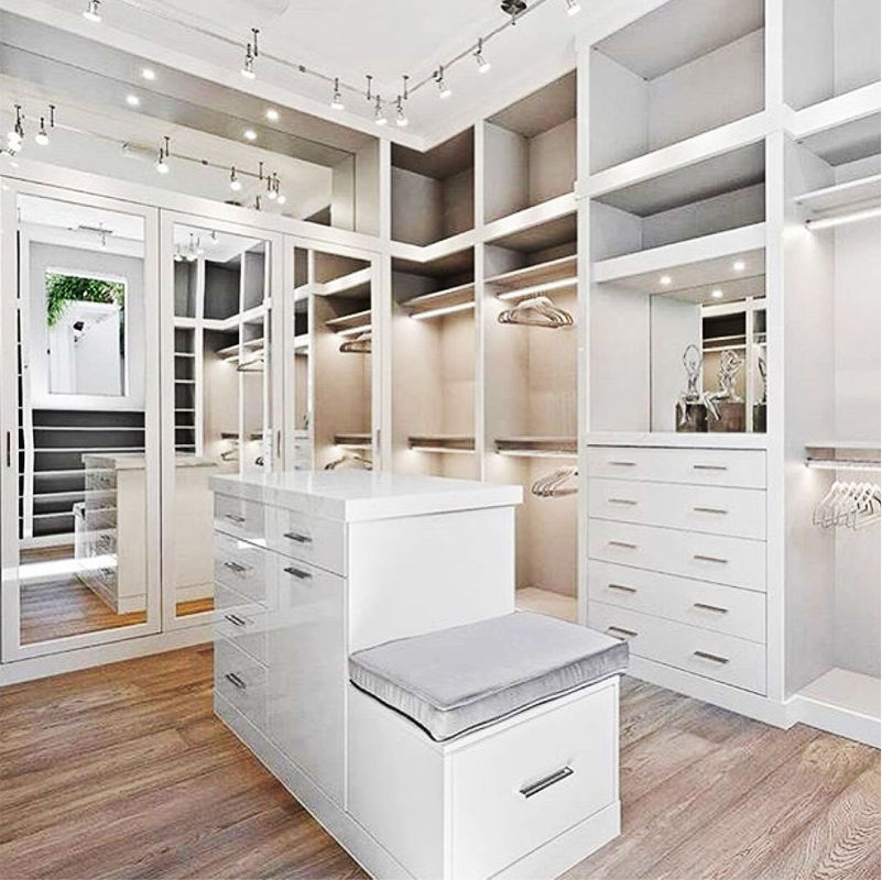 Best Walk In Open Style White Wooden Laminated Wardrobe for Bedroom Bedroom Luxury