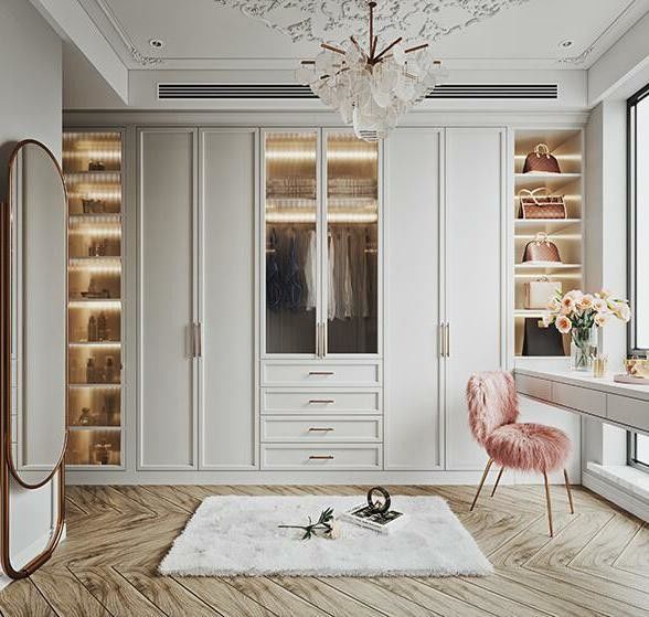 European Laminate Wardrobe Design Closet Durable Safe and Customizable for Villa Storage