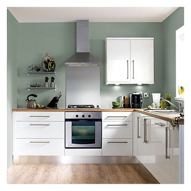Small Kitchen Modular Cabinets in Light Glossy Lacquer Finish and Customized Ral Color