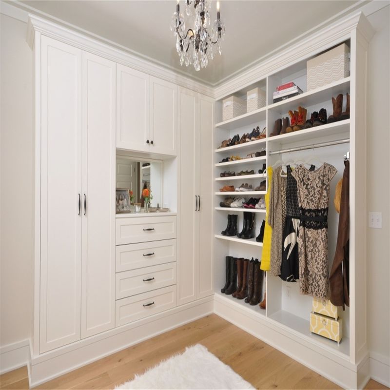 Specific Wardrobe YALIG White Walk-in Closet Luxury Wardrobe with Drawers and Pants Rack