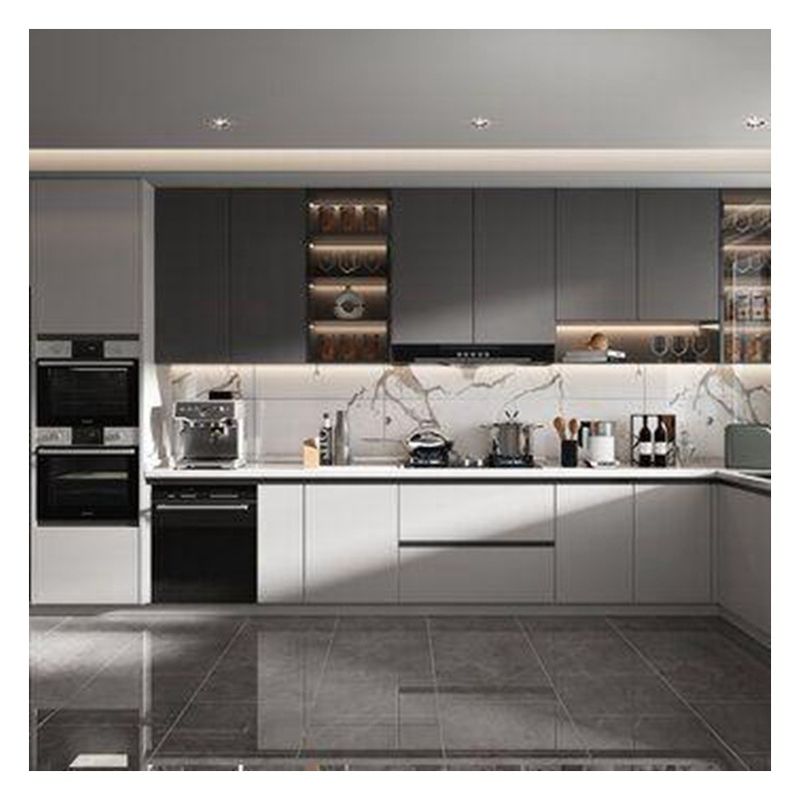 Customized Ral Color Chart Kitchen Cabinets Stylish Glossy White Solid Wood Cabinets