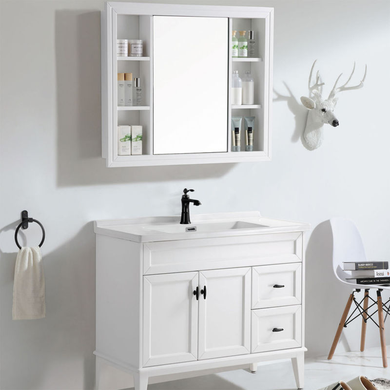 Bathroom Vanity PVC/Lacquer Door Finish Modern Wood Floor Standing Small Single Sink