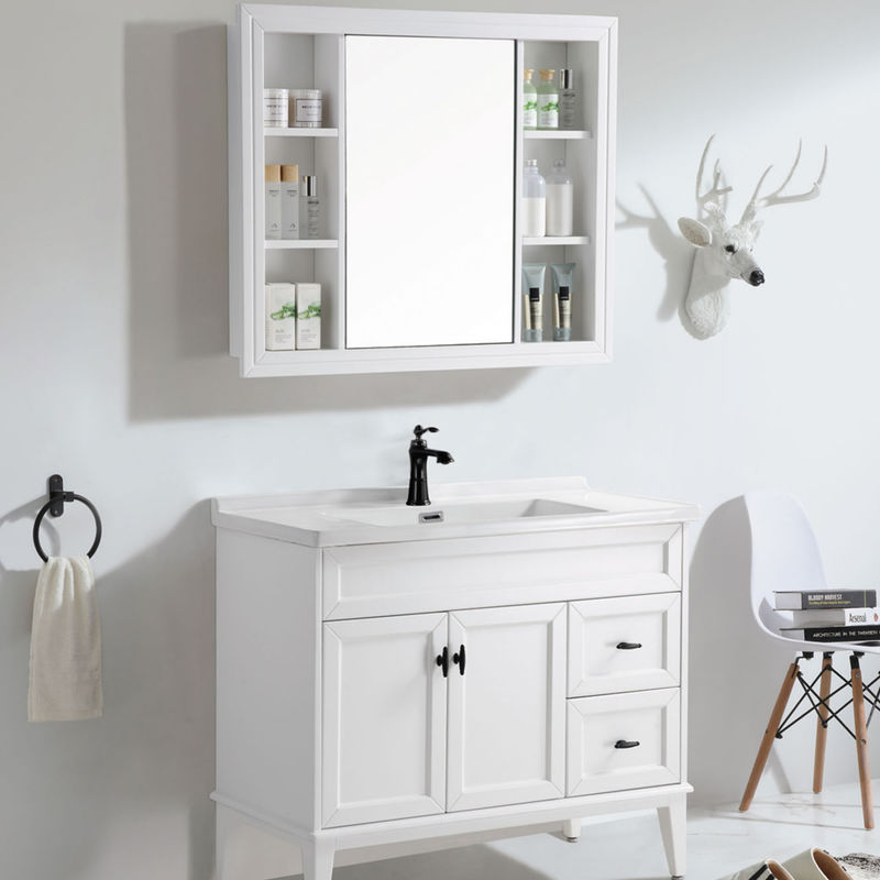 High End Custom Waterproof Bathroom Vanity with Sink and Door Finish in PVC/Lacquer