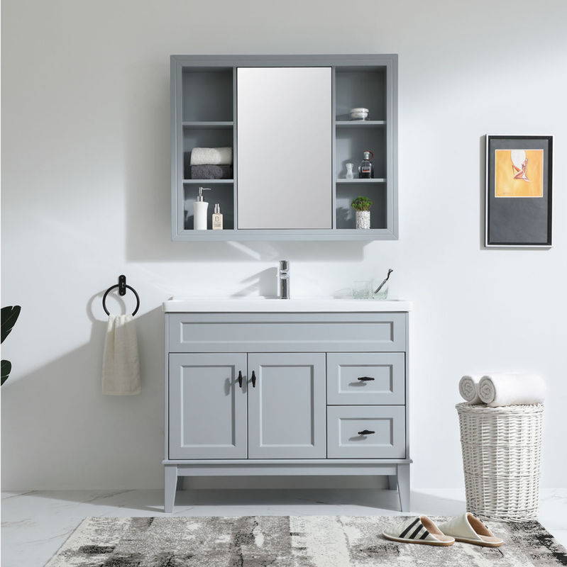 High End Custom Waterproof Bathroom Vanity with Sink and Door Finish in PVC/Lacquer