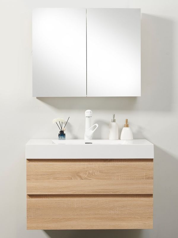 High End Custom Waterproof Bathroom Vanity with Sink and Door Finish in PVC/Lacquer