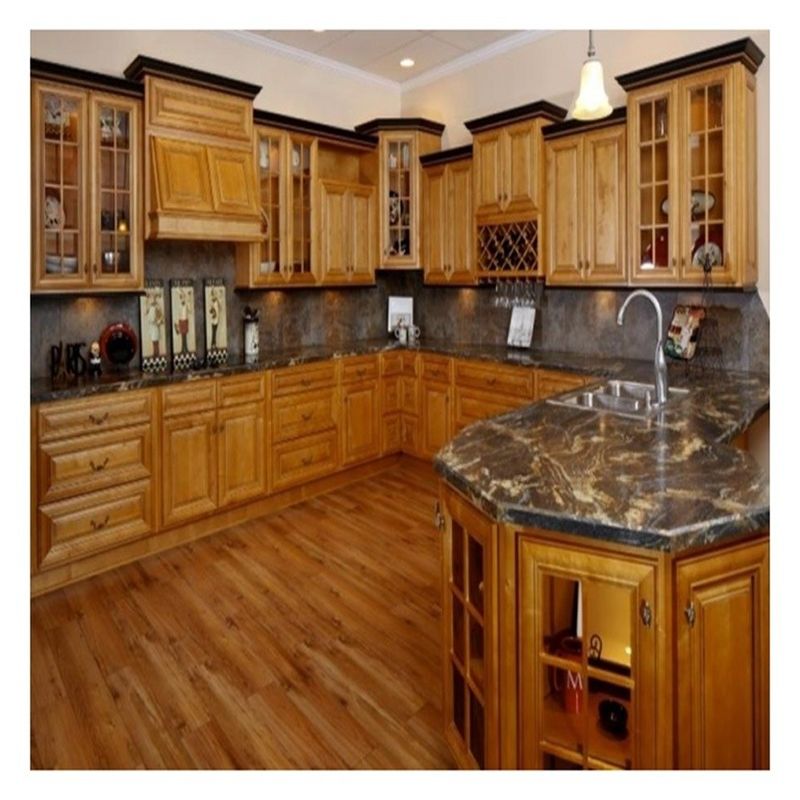 CAD/3D Freely Rustic Solid Wood Shaker Style Kitchen Cabinets with Kitchen Island Designs