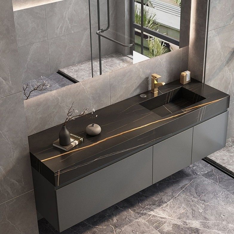 Euro Style Furniture Wall Hung Double Sink Bathroom Vanity Cabinet for Customized Made