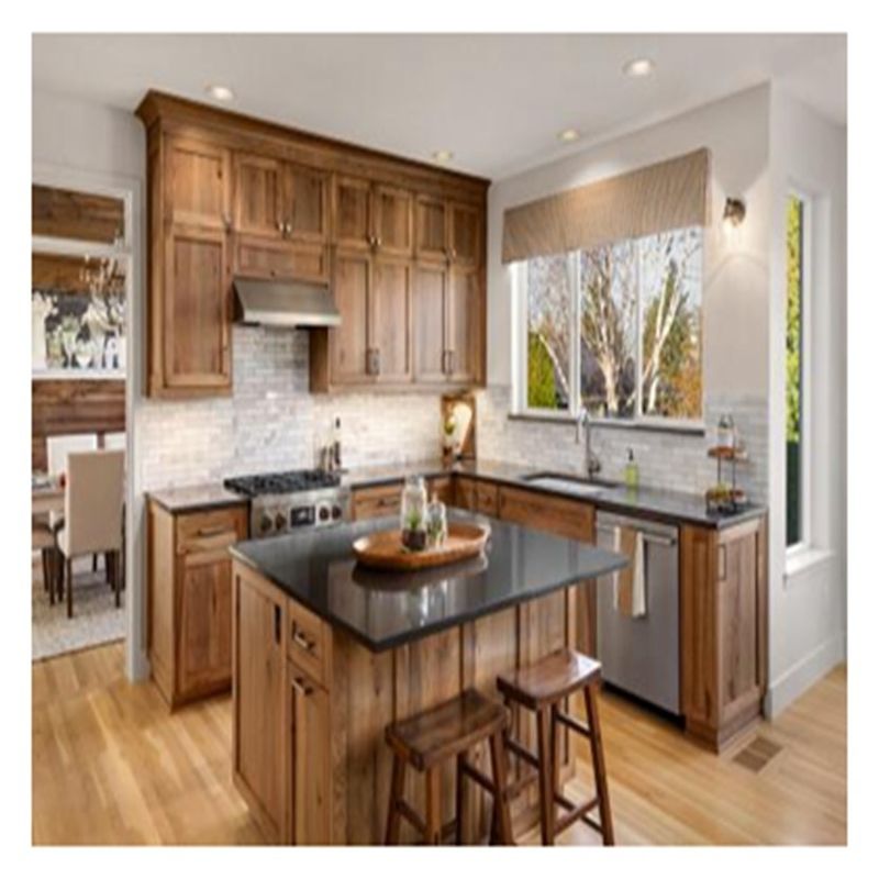 CAD/3D Freely Rustic Solid Wood Shaker Style Kitchen Cabinets with Kitchen Island Designs