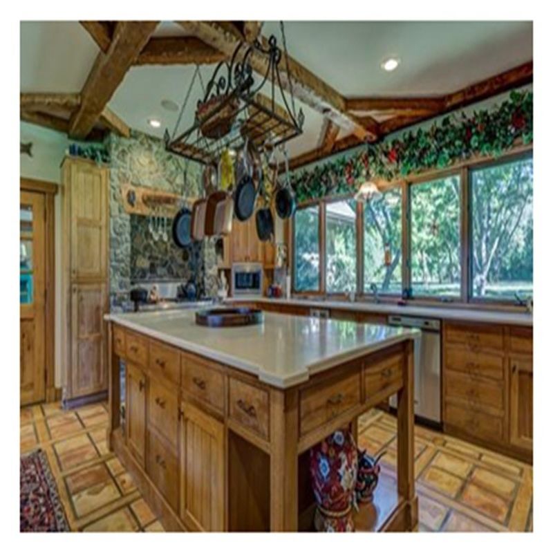 CAD/3D Freely Rustic Solid Wood Shaker Style Kitchen Cabinets with Kitchen Island Designs