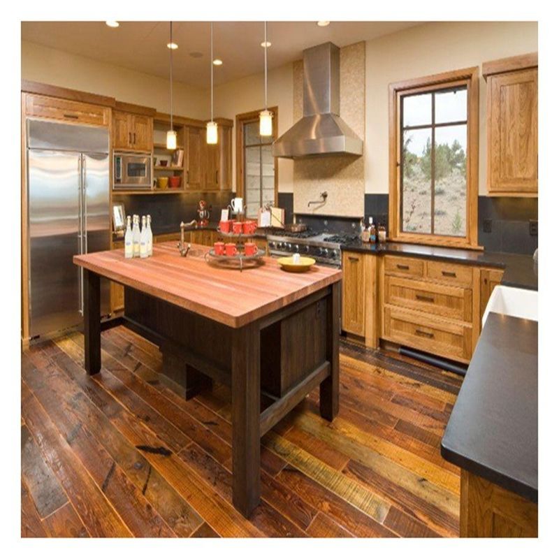 CAD/3D Freely Rustic Solid Wood Shaker Style Kitchen Cabinets with Kitchen Island Designs