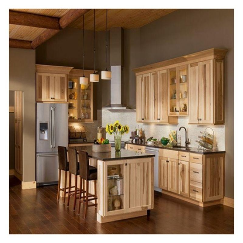 CAD/3D Freely Rustic Solid Wood Shaker Style Kitchen Cabinets with Kitchen Island Designs