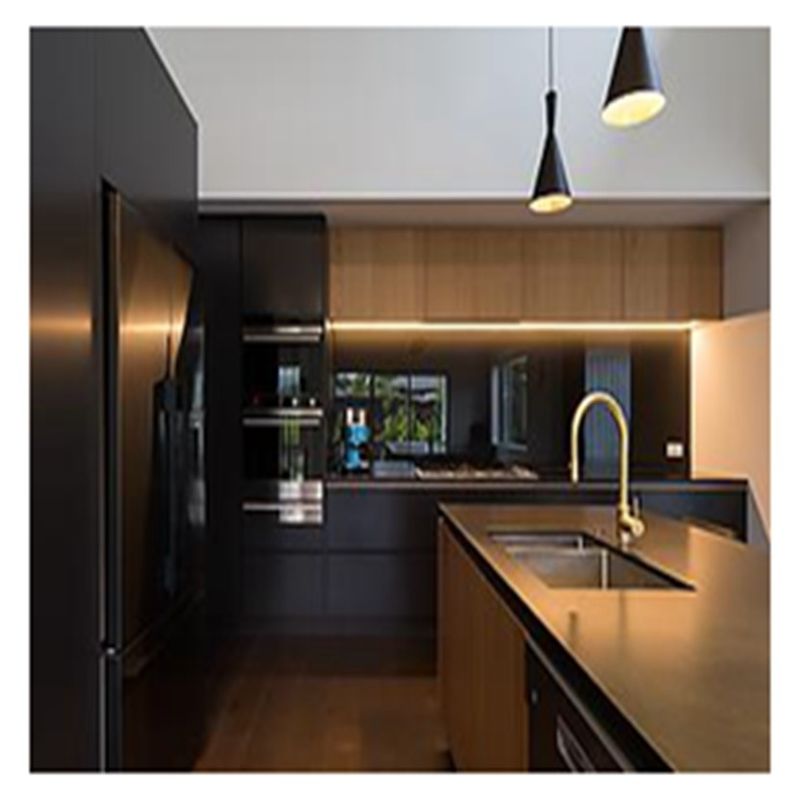 Modular Kitchen Cabinets Discount Dark Grain Melamine Board Doors for Large Kitchens