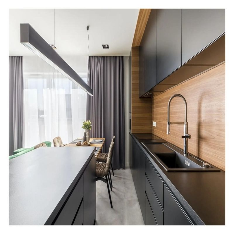 Modular Kitchen Cabinets Discount Dark Grain Melamine Board Doors for Large Kitchens