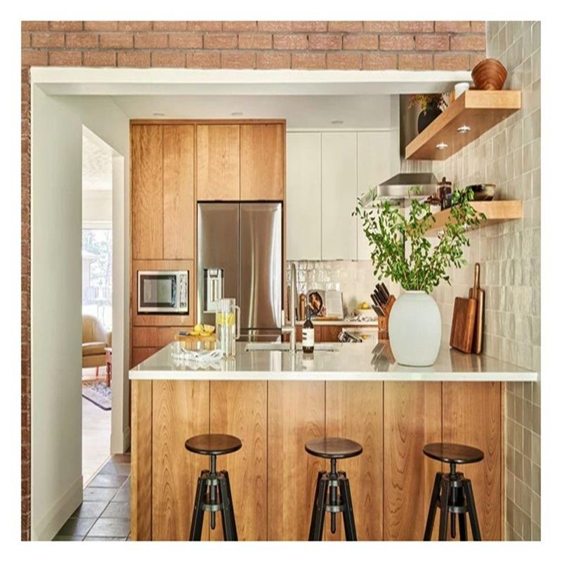 Modern Style Flat Panel Design Kitchen Cabinets Veneer Oak Veneer for Your Modern Home