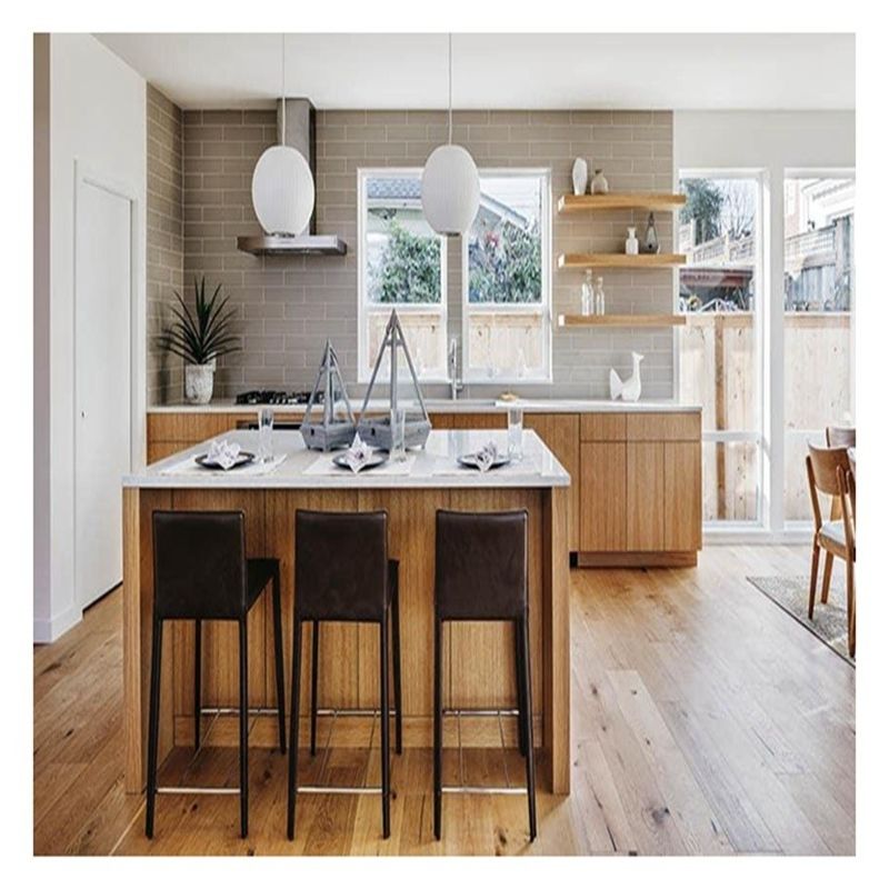Modern Style Flat Panel Design Kitchen Cabinets Veneer Oak Veneer for Your Modern Home