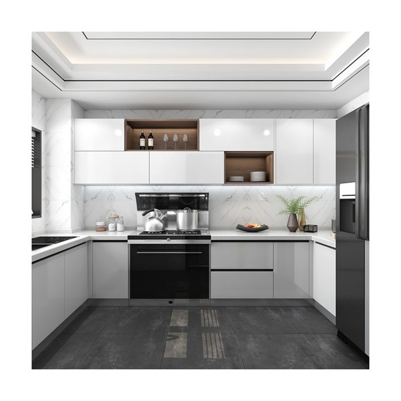 Modern Style U Shape Cabinet Lacquer Painting Kitchen Cupboard with Durable Advantage