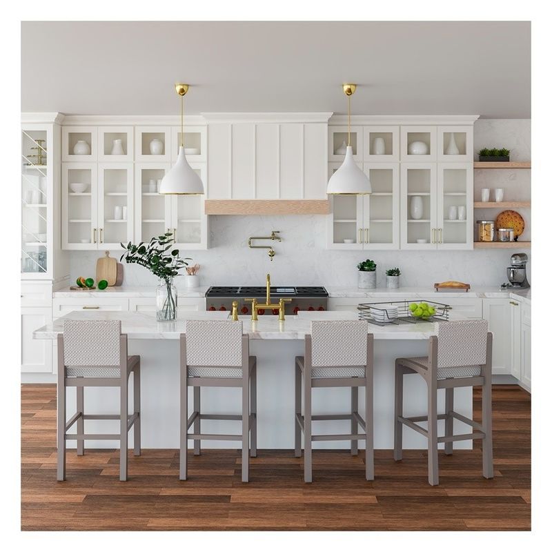 Sell White Aluminium Framed Glass Top Modular Kitchen Cabinets with MDF Door Material