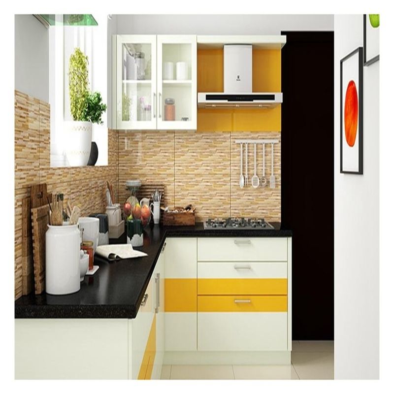Modern White Solid Wood Glass Panel Cabinets Space-Saving Solution for Small Kitchens