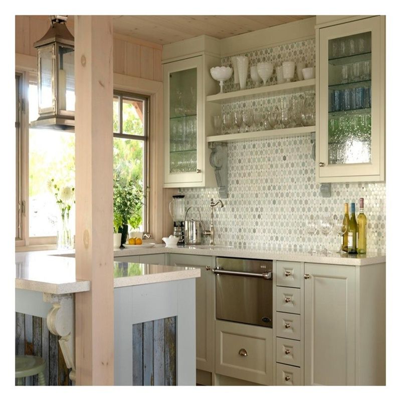 Modern White Solid Wood Glass Panel Cabinets Space-Saving Solution for Small Kitchens