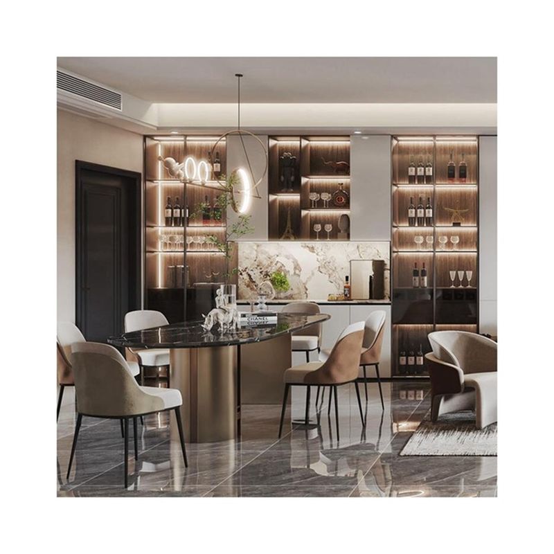 European Style Kitchen Cabinet with Glass Door and Fireproof Wall Shelf Liner Durable