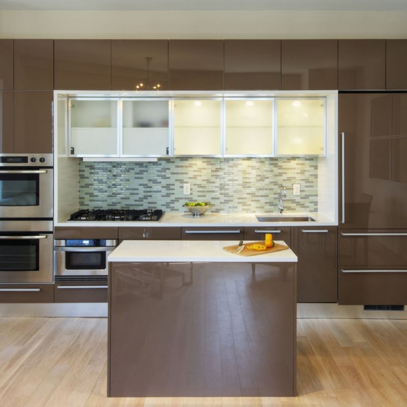 European Style Kitchen Cabinet with Glass Door and Fireproof Wall Shelf Liner Durable