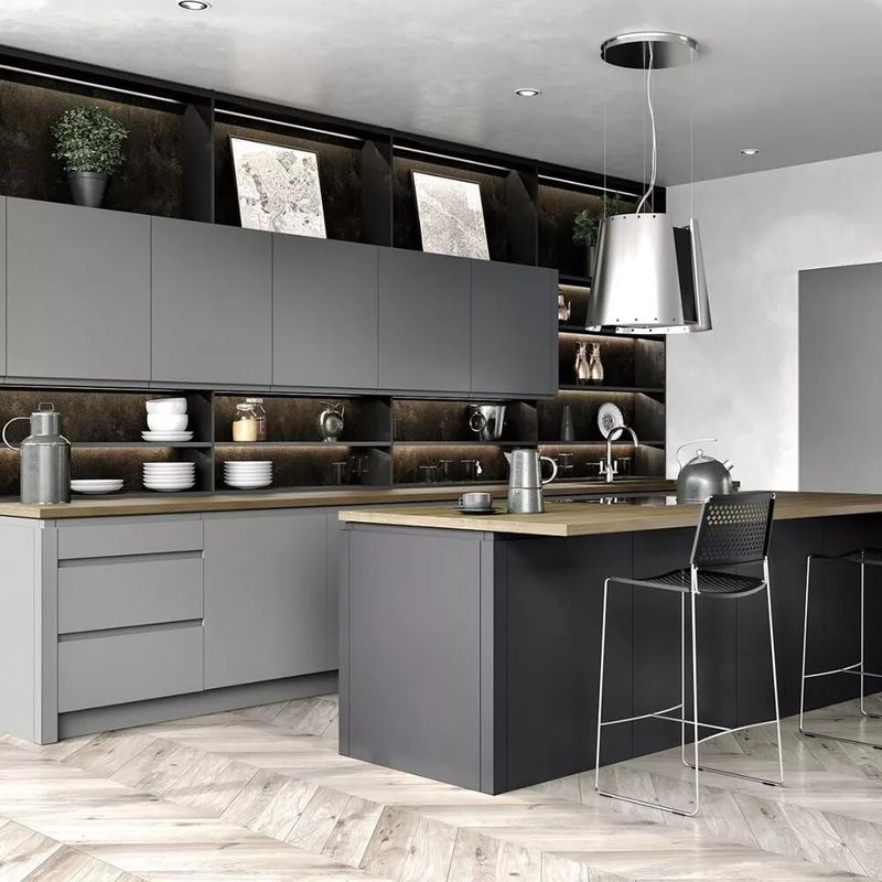 Modular Kitchen Cabinets Customized Veneer Color Wooden Lacquer Kitchen Furniture Set