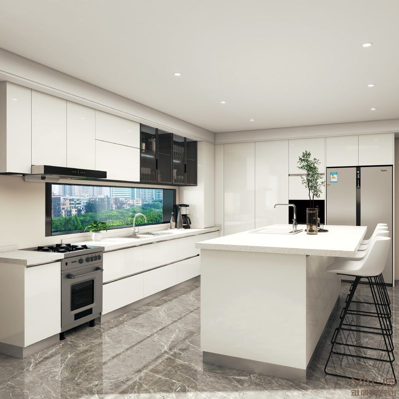 Modular Kitchen Cabinets Customized Veneer Color Wooden Lacquer Kitchen Furniture Set