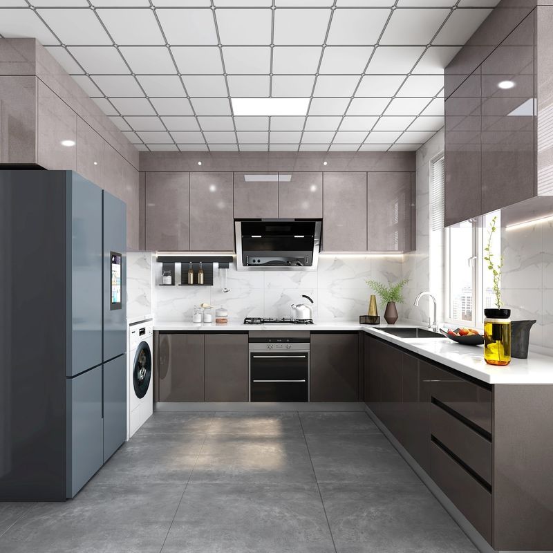 Modern End Home Kitchen Cabinet with Waterproof Fireproof Advantage and Veneer Finish