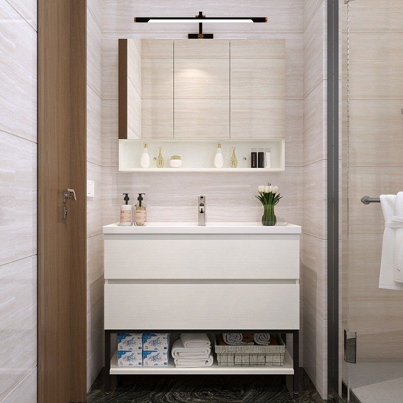Modern Design White Wood Wall Bathroom Vanity Cabinet for in MR-MDF Carcase Material