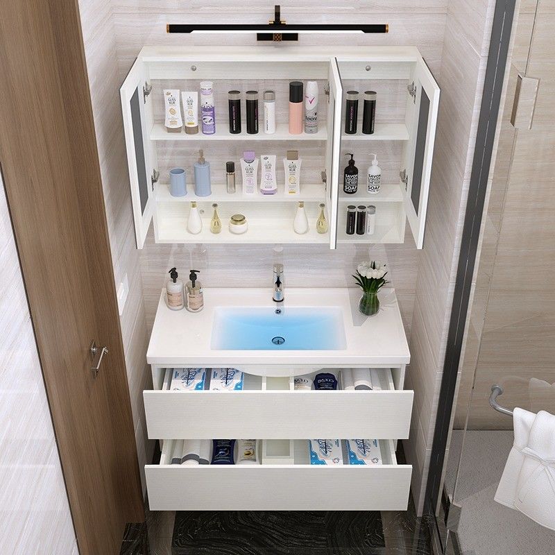 Modern Design White Wood Wall Bathroom Vanity Cabinet for in MR-MDF Carcase Material