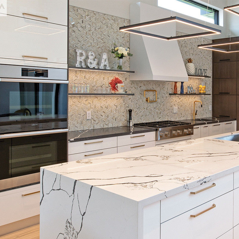Flat Edge Countertop Edging and Sink Included in our Modern Design Kitchen Cabinet Set