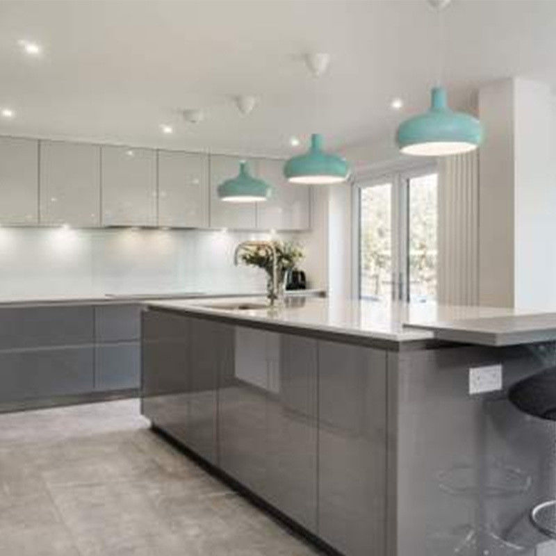 Flat Edge Countertop Edging and Sink Included in our Modern Design Kitchen Cabinet Set
