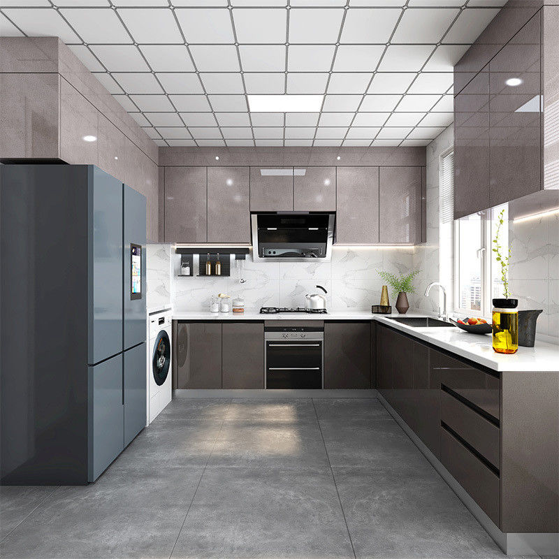 Flat Edge Countertop Edging and Sink Included in our Modern Design Kitchen Cabinet Set
