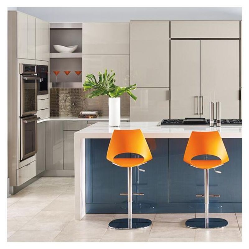 YALIG Shaker Blue Modular Kitchen Cabinets Customized Veneer Color Ready to Assemble