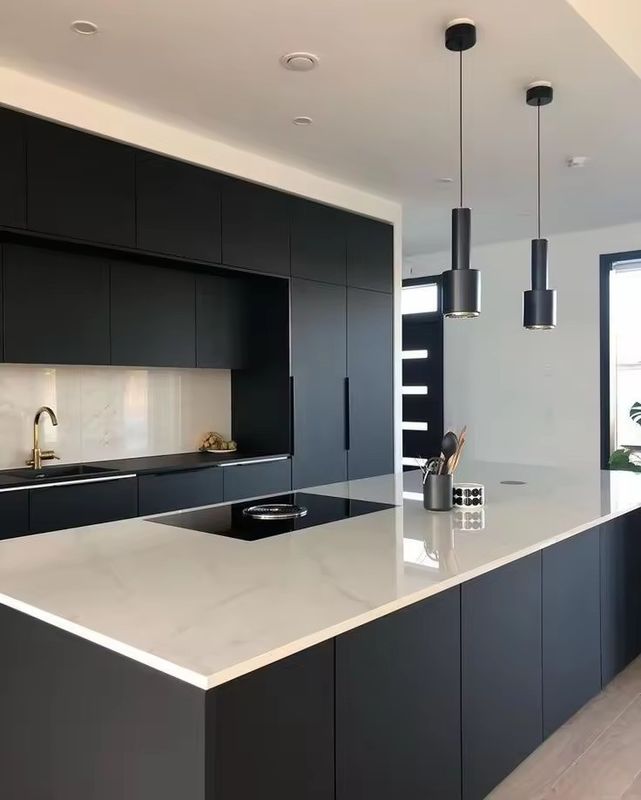 YALIG Shaker Blue Modular Kitchen Cabinets Customized Veneer Color Ready to Assemble
