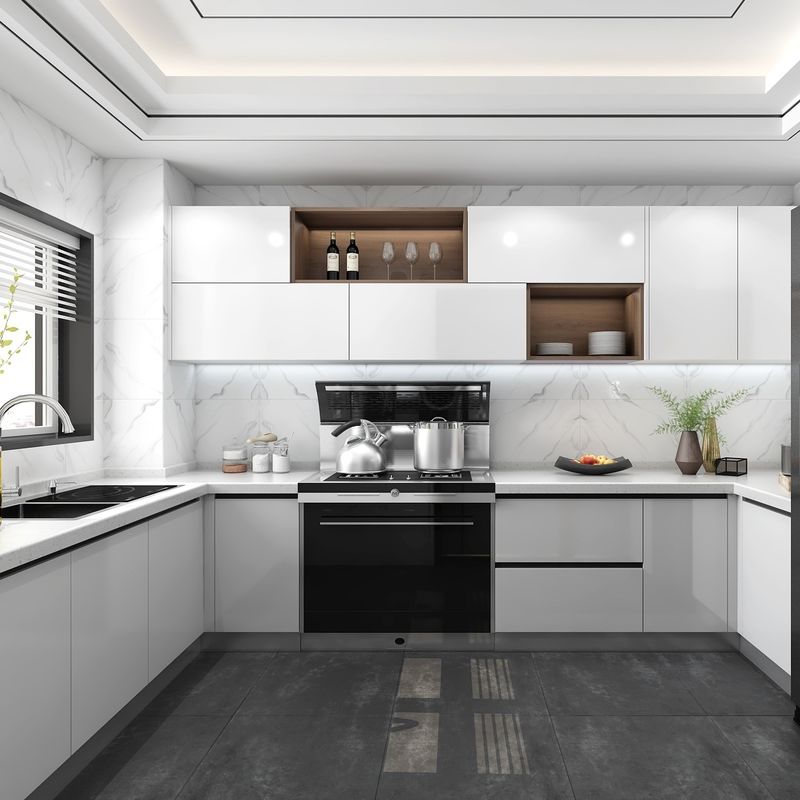 Waterproof Fireproof Advantage YALIG Straight Line Silver 2 Pac Kitchen Project with Small Island