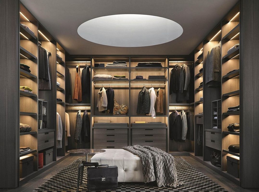 Contemporary Design Style Walk in Closet Storage Wardrobe with Customized Size and Wood