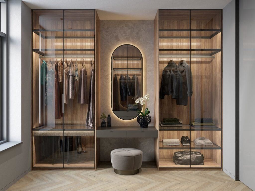 Contemporary Design Style Walk in Closet Storage Wardrobe with Customized Size and Wood