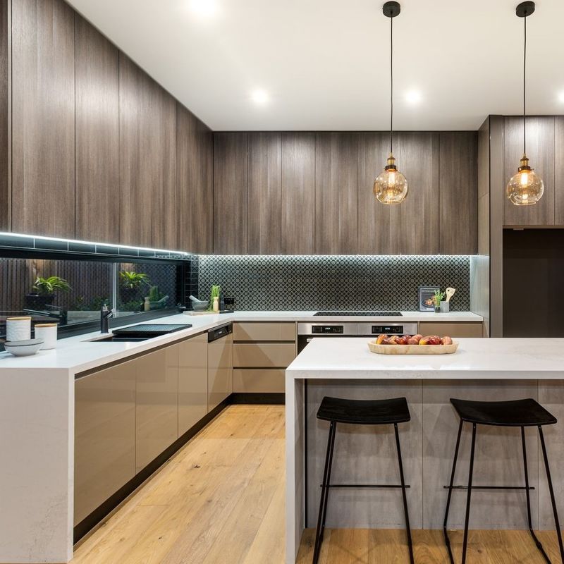2024 Design Modern L-Shaped Wooden Kitchen Furniture for a Contemporary Villa Kitchen