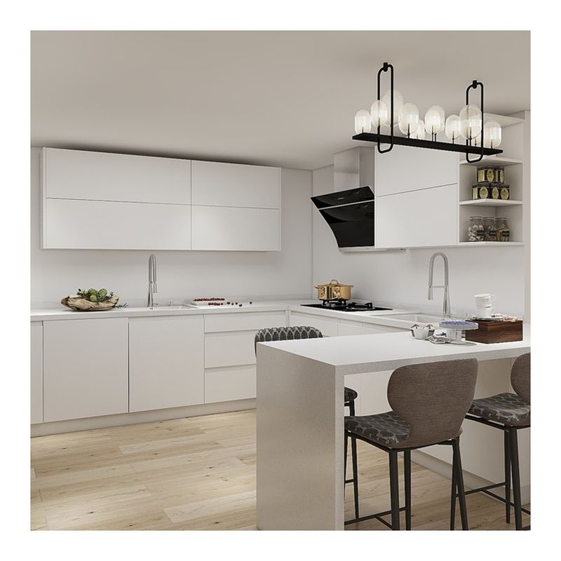Highly ODM/OEM Contemporary L Shaped White Kitchen Cabinets with Modular Cabinet Type