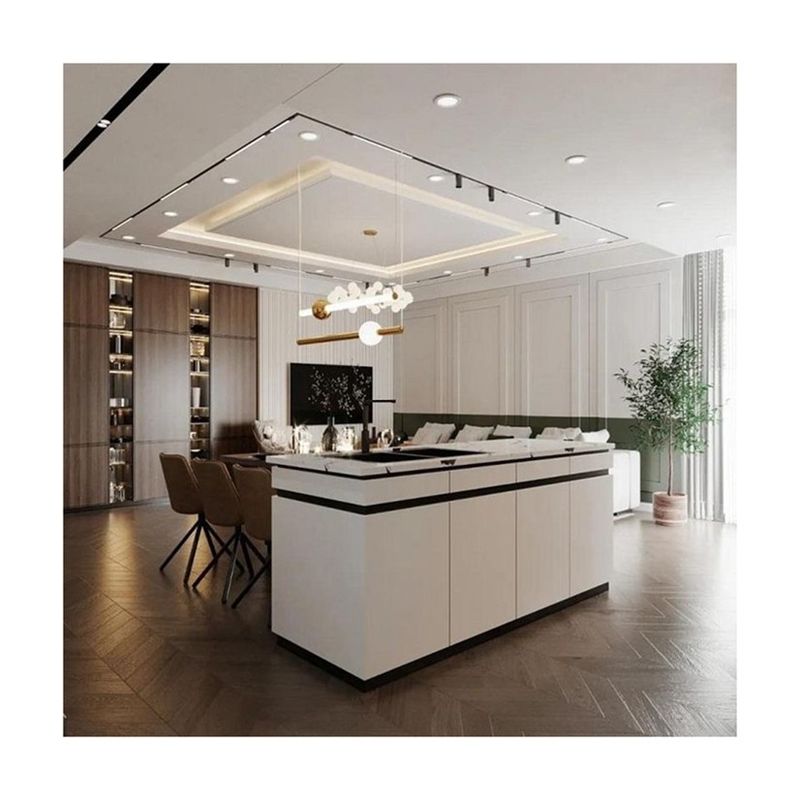 Modern Style Compact All-in-One Movable Kitchen Cabinet Contemporary White Smart Design