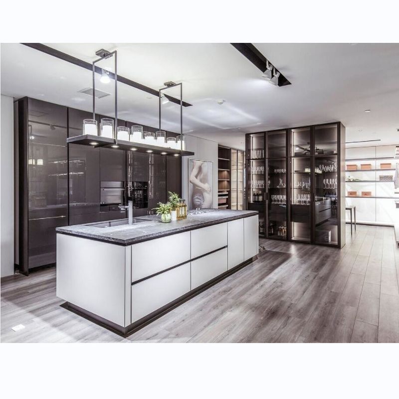 Modern Design Outdoor Kitchen Pantry Cabinet in Black Color with Bar and Blum Hardware