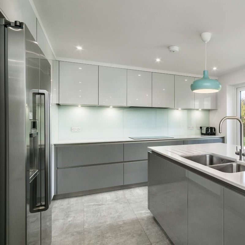 Modern Kitchen Furniture with Blum Hardware and Customized Veneer Color Wood Design