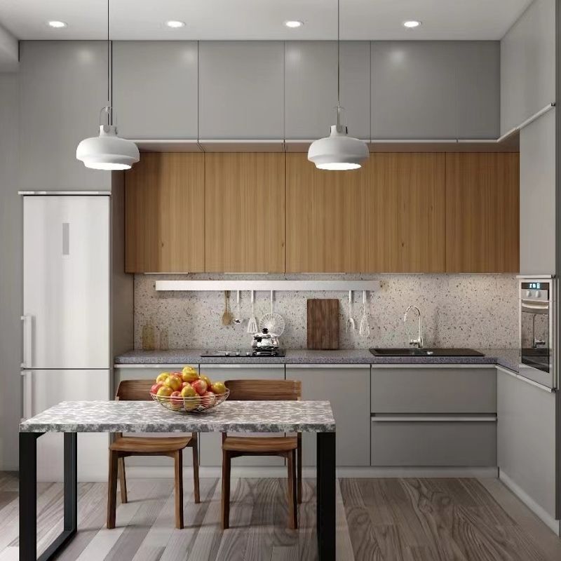 Modern Kitchen Furniture with Blum Hardware and Customized Veneer Color Wood Design