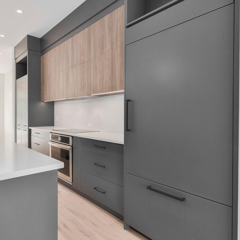 Modern Kitchen Furniture with Blum Hardware and Customized Veneer Color Wood Design