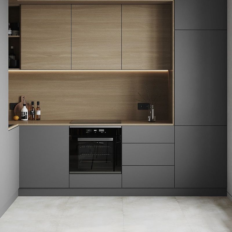 Modern Kitchen Furniture with Blum Hardware and Customized Veneer Color Wood Design