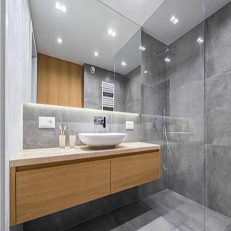 Wood Veneer Vanity with Mirror and Basin The Perfect Addition to Apartment Bathrooms