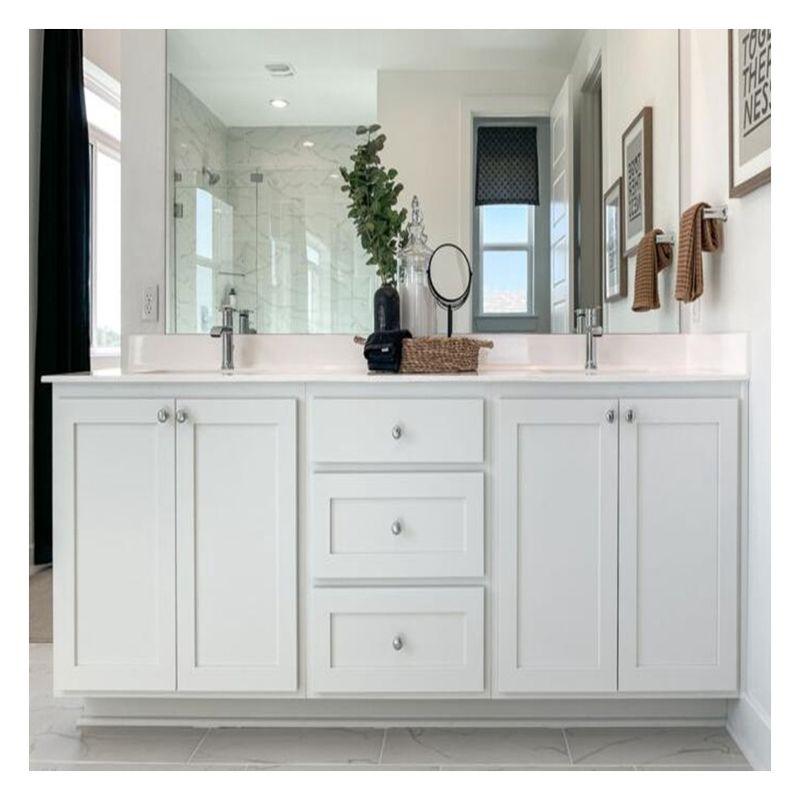 end Shaker Design White Lacquer Bathroom Vanity Included Basin for Modern Style Apartment